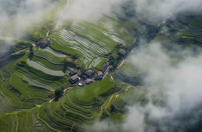 绿色家园云雾缭绕清新自然,高清,摄影图,摄影图片,图片大全,摄影图免费下载